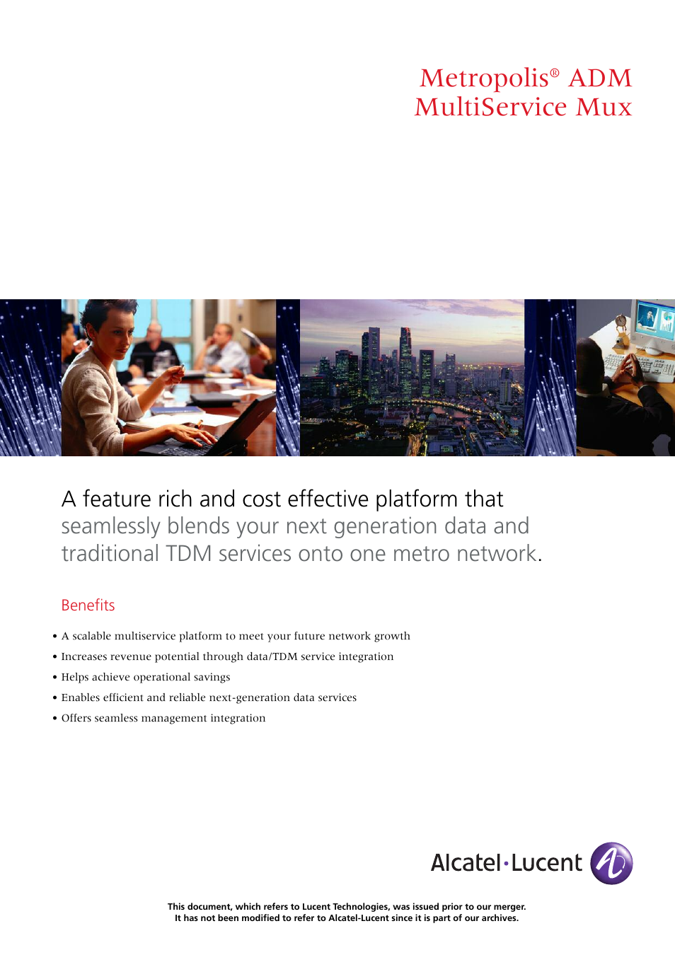 Alcatel Carrier Internetworking Solutions ADM MultiService Mux Metropolis User Manual | 4 pages