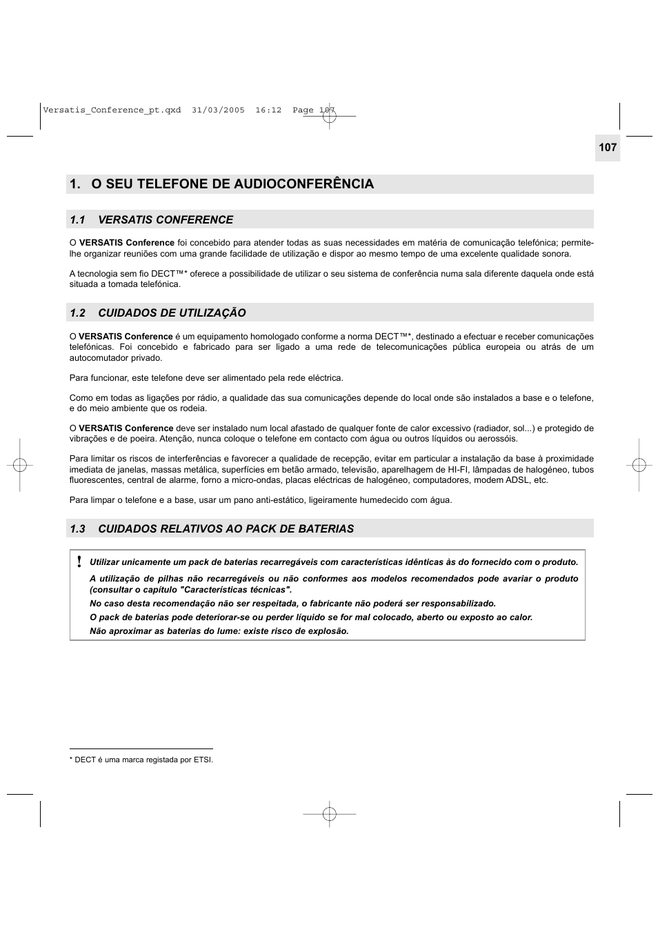 O seu telefone de audioconferência | Alcatel Carrier Internetworking Solutions Versatis Conference Phone User Manual | Page 107 / 144