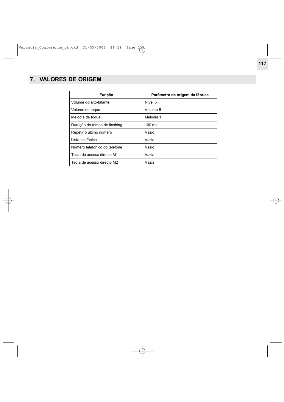 Valores de origem | Alcatel Carrier Internetworking Solutions Versatis Conference Phone User Manual | Page 117 / 144