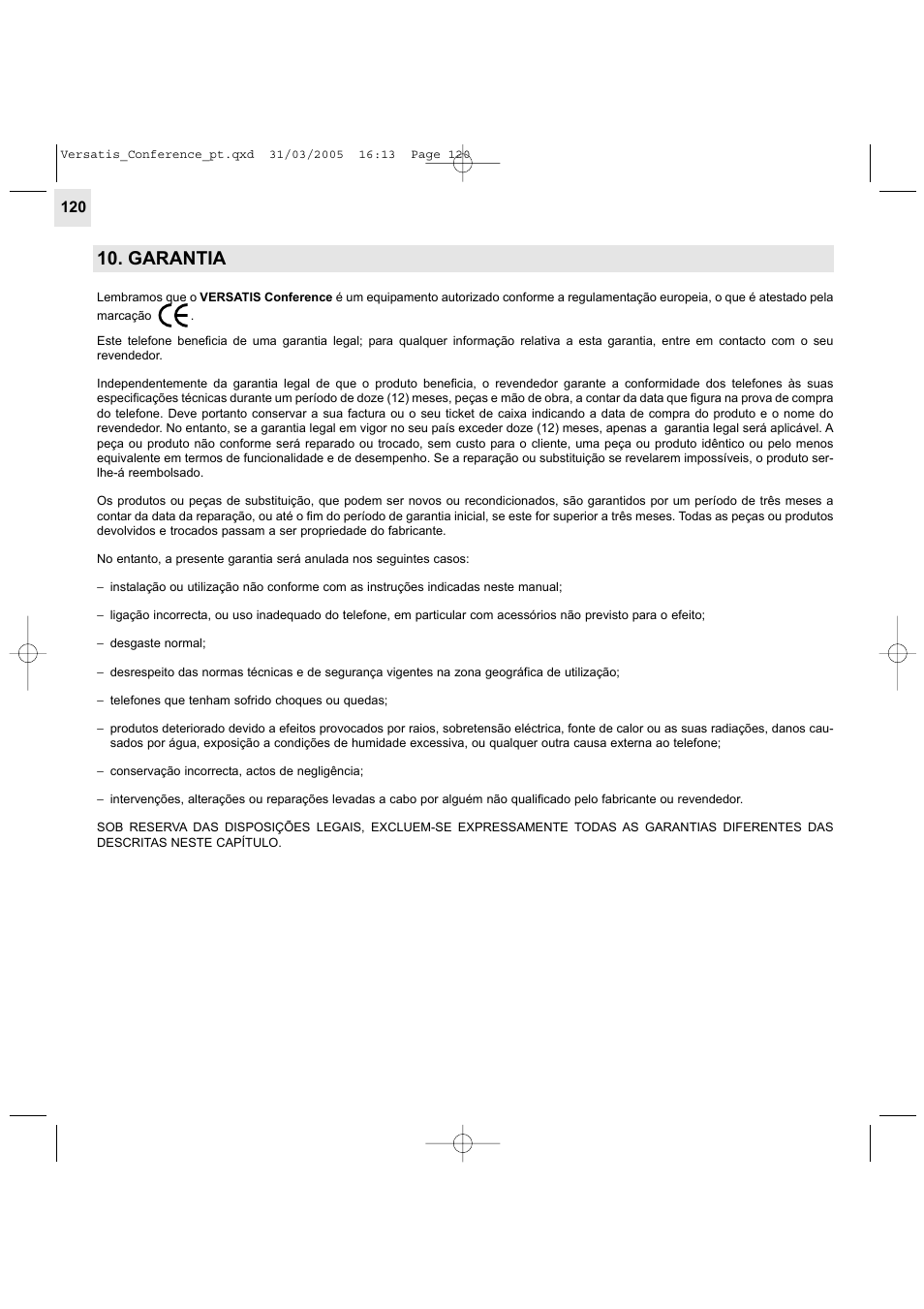 Garantia | Alcatel Carrier Internetworking Solutions Versatis Conference Phone User Manual | Page 120 / 144