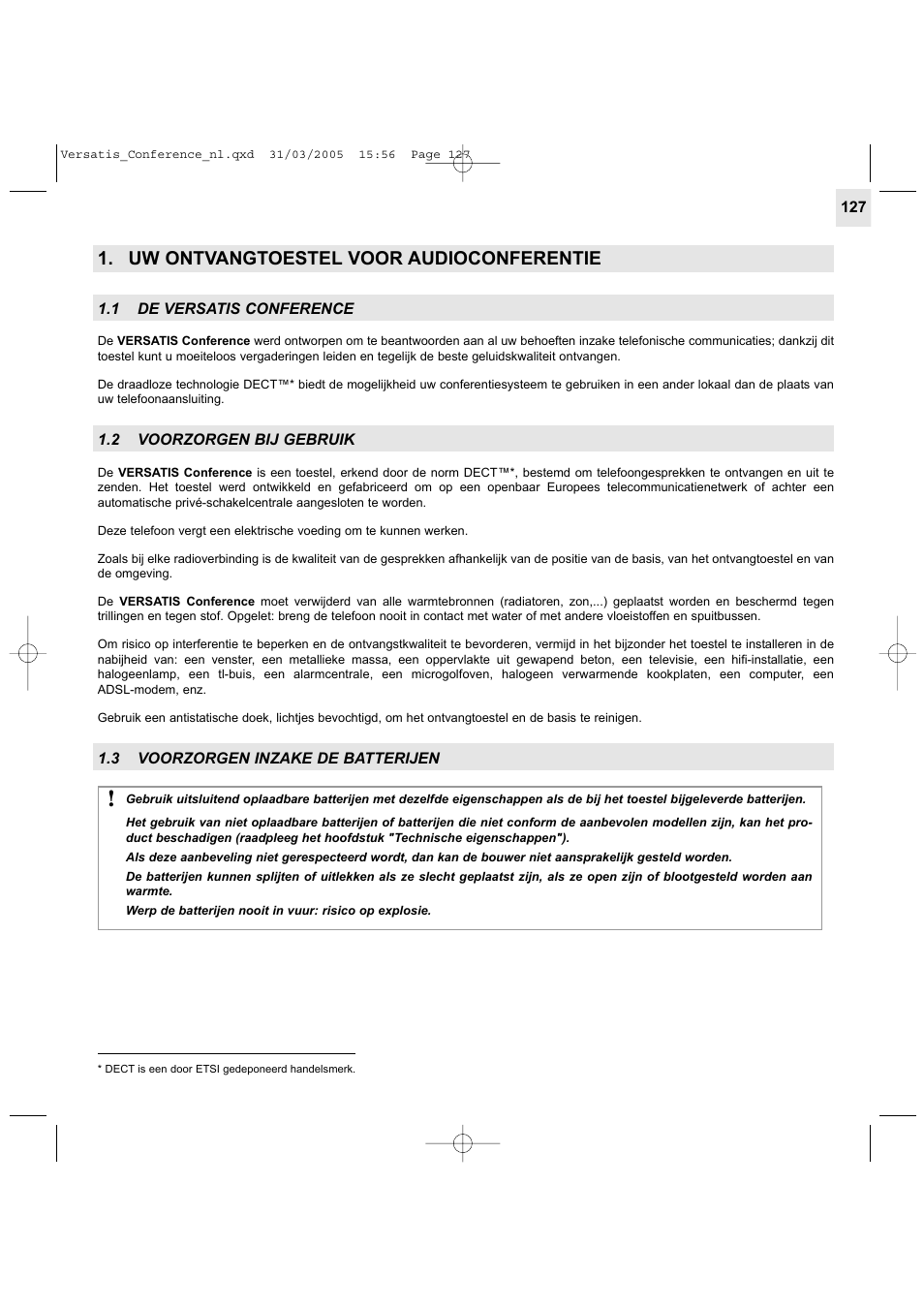 Uw ontvangtoestel voor audioconferentie | Alcatel Carrier Internetworking Solutions Versatis Conference Phone User Manual | Page 127 / 144