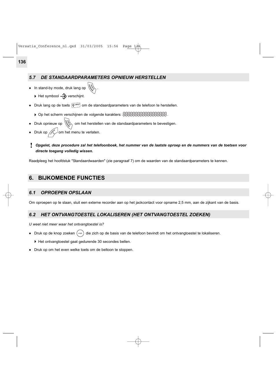 Bijkomende functies | Alcatel Carrier Internetworking Solutions Versatis Conference Phone User Manual | Page 136 / 144