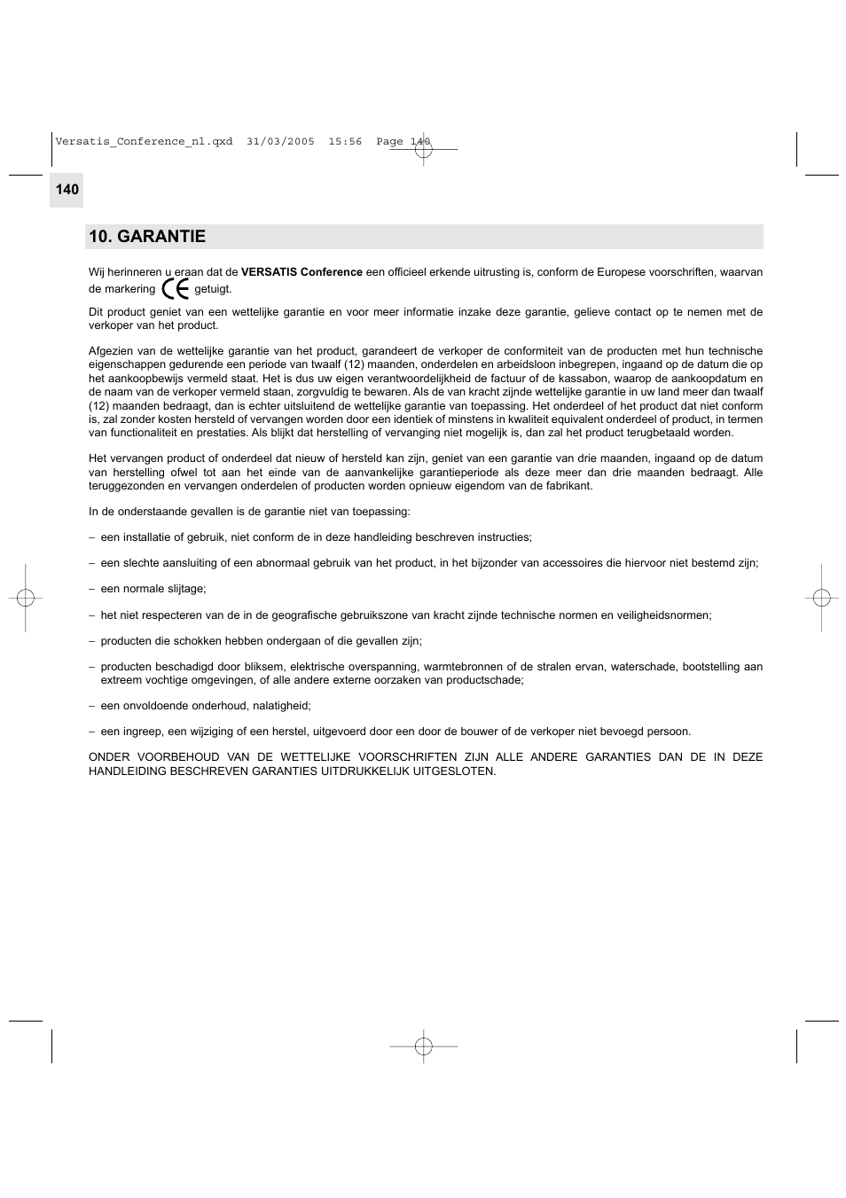 Garantie | Alcatel Carrier Internetworking Solutions Versatis Conference Phone User Manual | Page 140 / 144