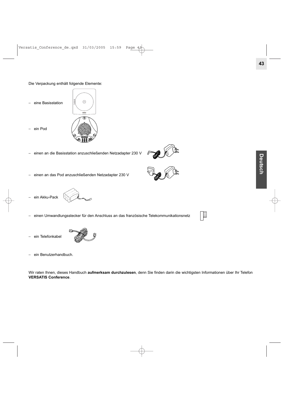 Deut sch | Alcatel Carrier Internetworking Solutions Versatis Conference Phone User Manual | Page 43 / 144