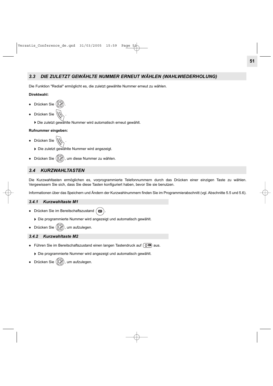 4 kurzwahltasten | Alcatel Carrier Internetworking Solutions Versatis Conference Phone User Manual | Page 51 / 144