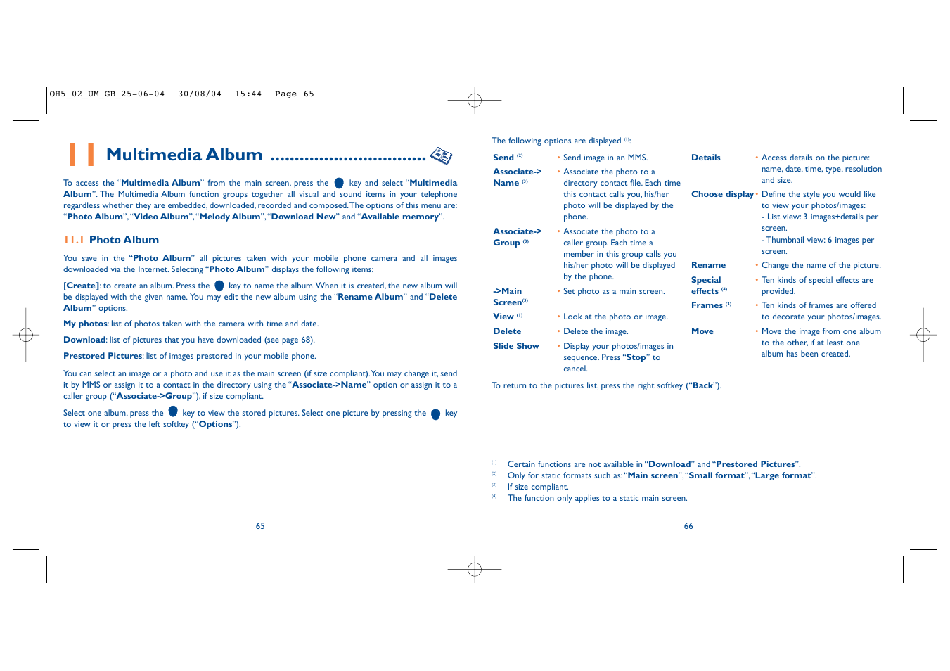 Multimedia album | Alcatel Carrier Internetworking Solutions One Touch 835 User Manual | Page 34 / 45