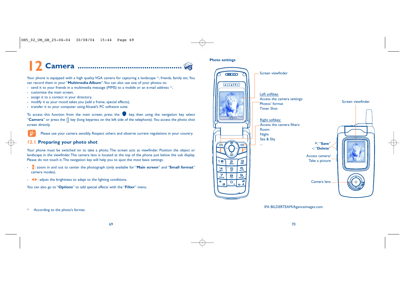 Camera | Alcatel Carrier Internetworking Solutions One Touch 835 User Manual | Page 36 / 45
