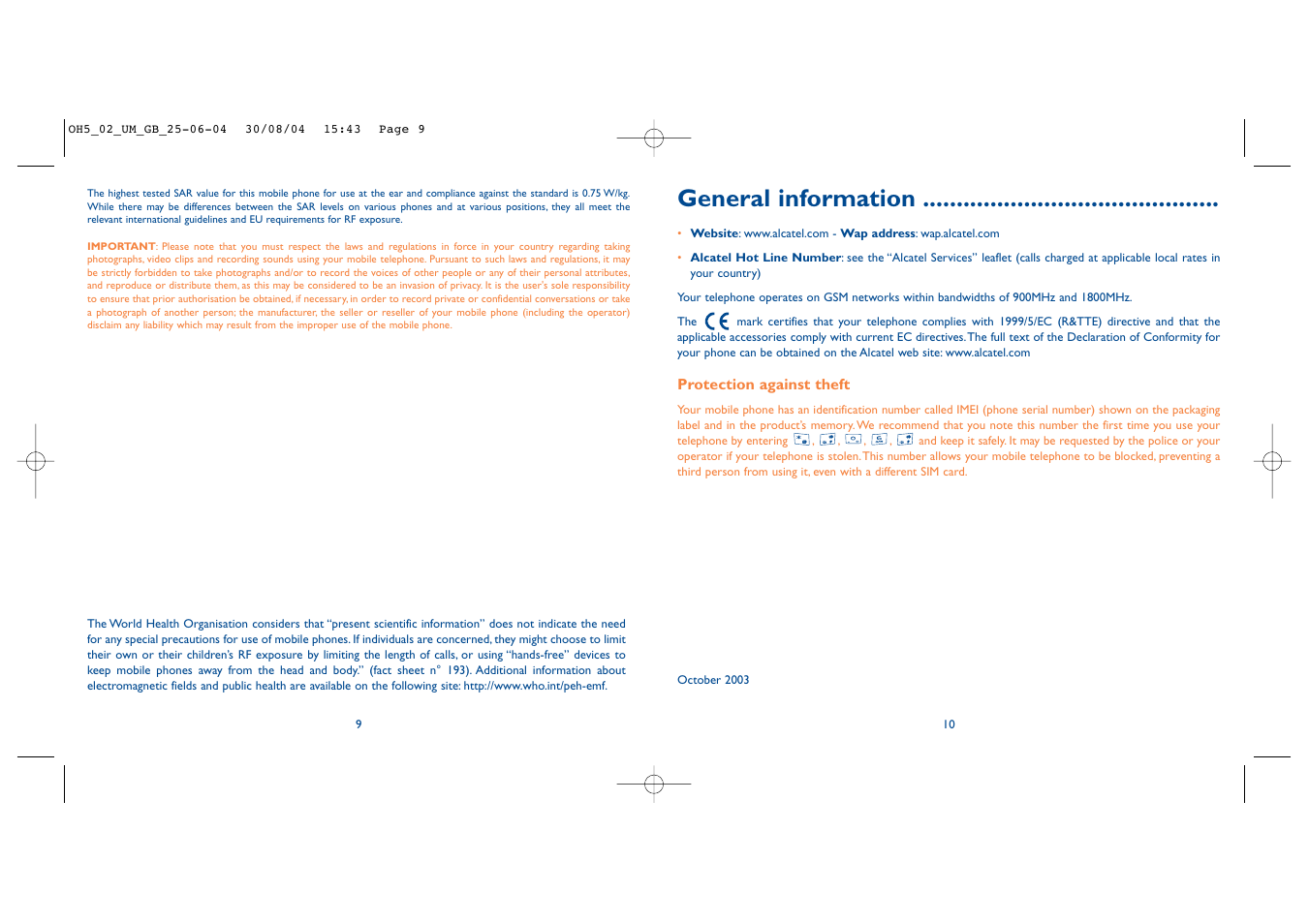 General information | Alcatel Carrier Internetworking Solutions One Touch 835 User Manual | Page 6 / 45