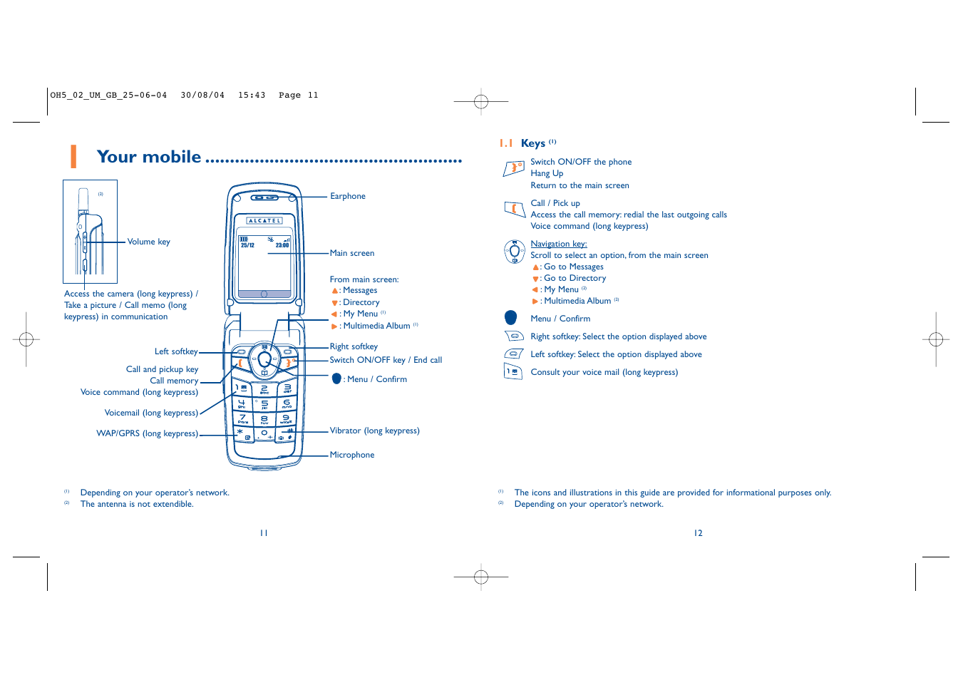 Your mobile | Alcatel Carrier Internetworking Solutions One Touch 835 User Manual | Page 7 / 45