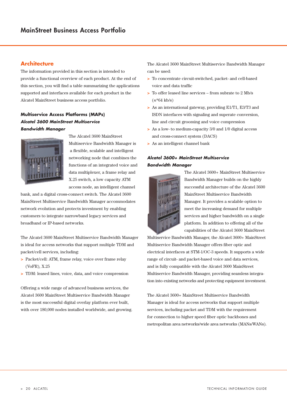 Mainstreet business access portfolio | Alcatel Carrier Internetworking Solutions Alcatel 3600 User Manual | Page 2 / 10