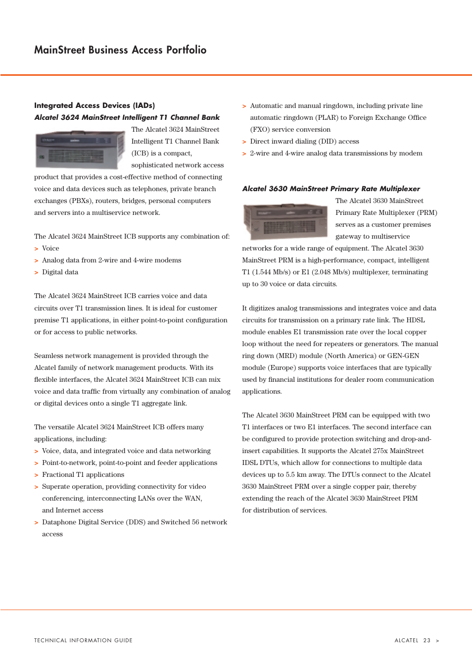 Mainstreet business access portfolio | Alcatel Carrier Internetworking Solutions Alcatel 3600 User Manual | Page 5 / 10