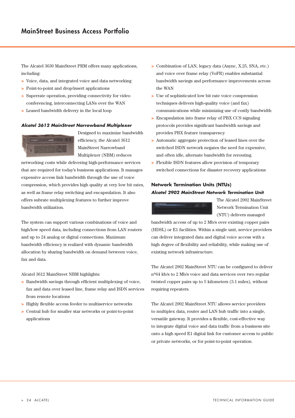 Mainstreet business access portfolio | Alcatel Carrier Internetworking Solutions Alcatel 3600 User Manual | Page 6 / 10