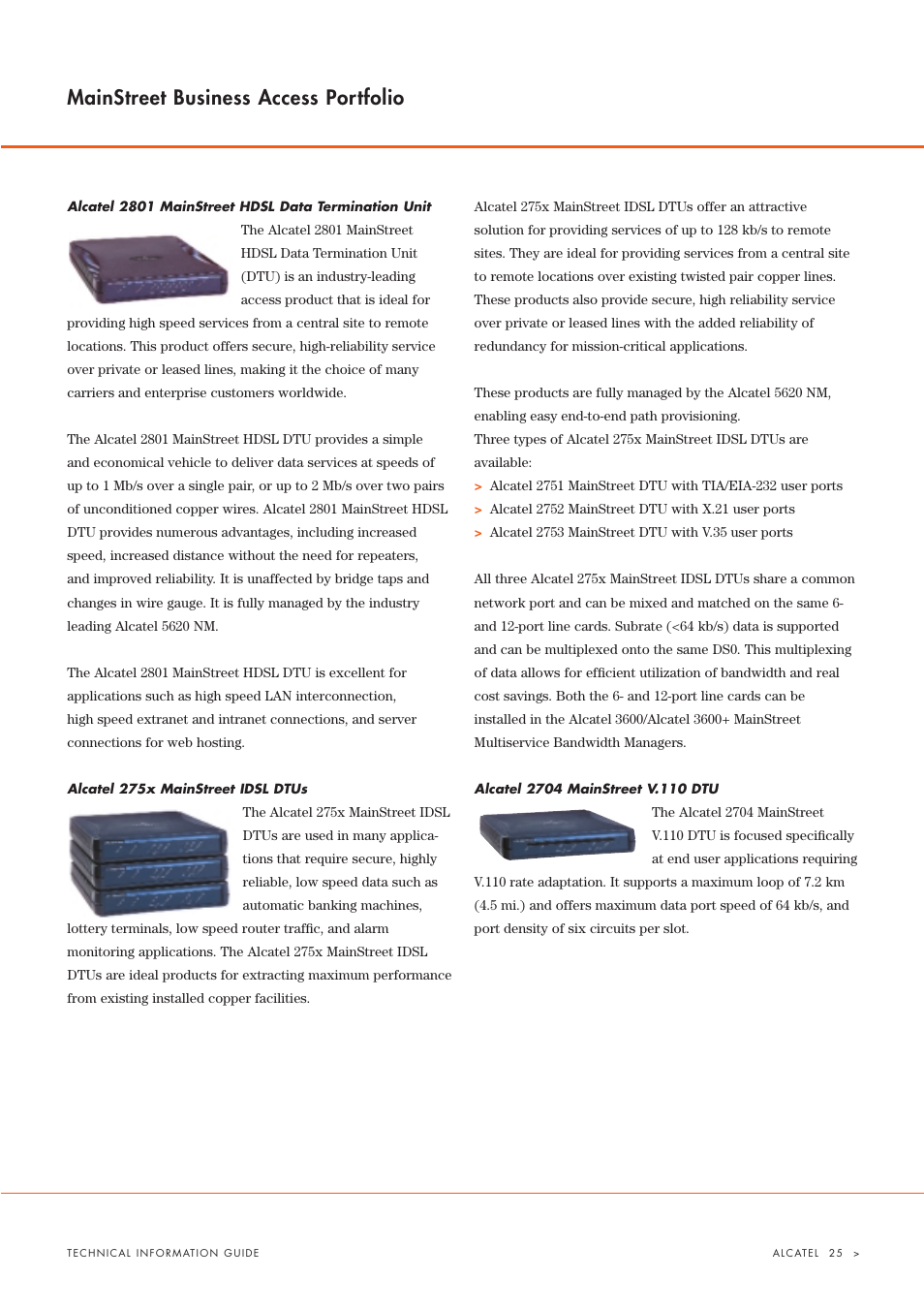 Mainstreet business access portfolio | Alcatel Carrier Internetworking Solutions Alcatel 3600 User Manual | Page 7 / 10