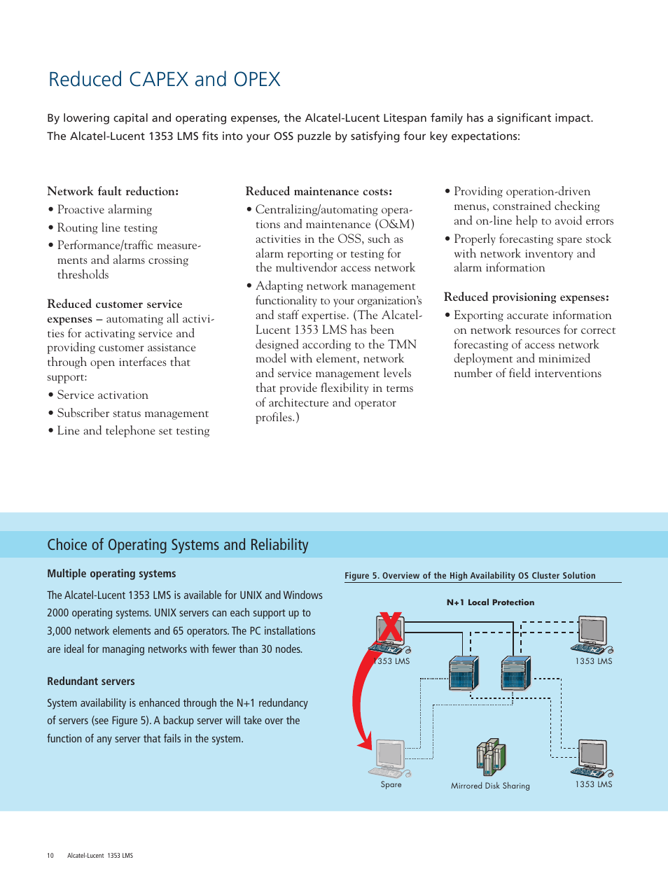 Reduced capex and opex, Choice of operating systems and reliability | Alcatel Carrier Internetworking Solutions Litespan Management System 1353 User Manual | Page 10 / 12