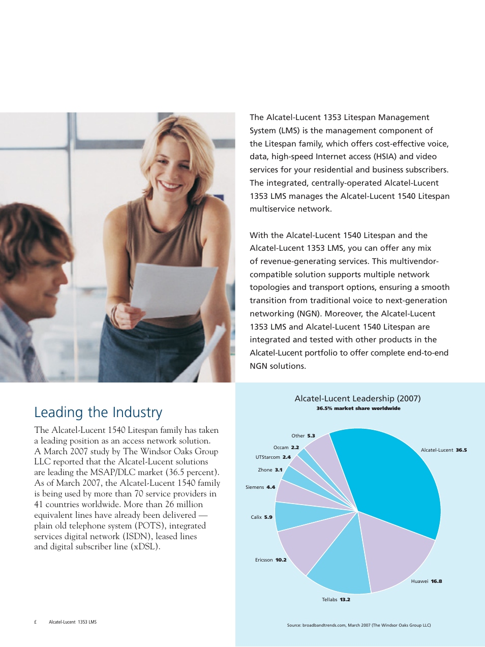 Leading the industry | Alcatel Carrier Internetworking Solutions Litespan Management System 1353 User Manual | Page 2 / 12