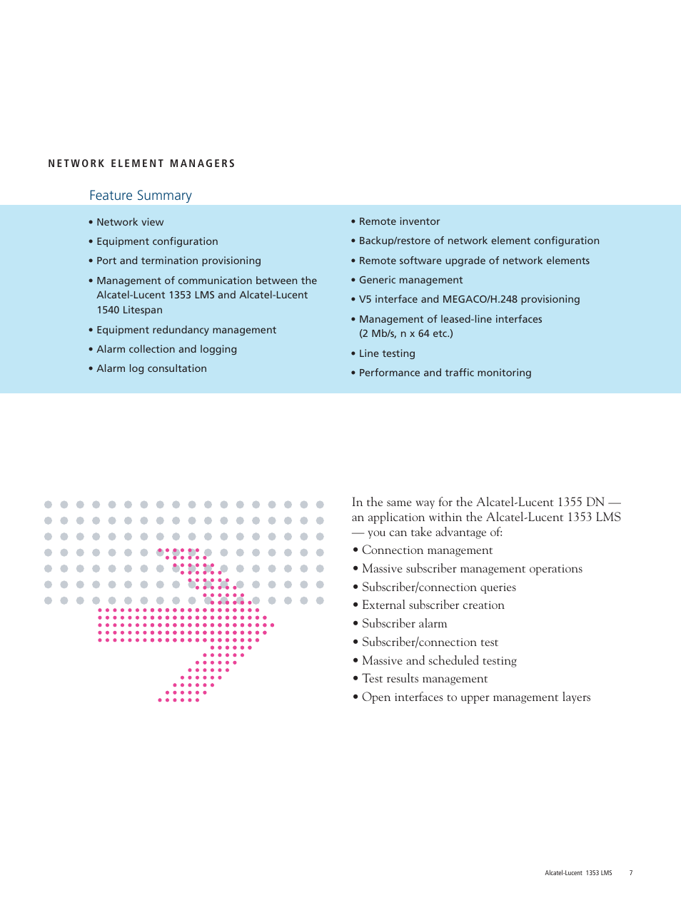 Feature summary | Alcatel Carrier Internetworking Solutions Litespan Management System 1353 User Manual | Page 7 / 12