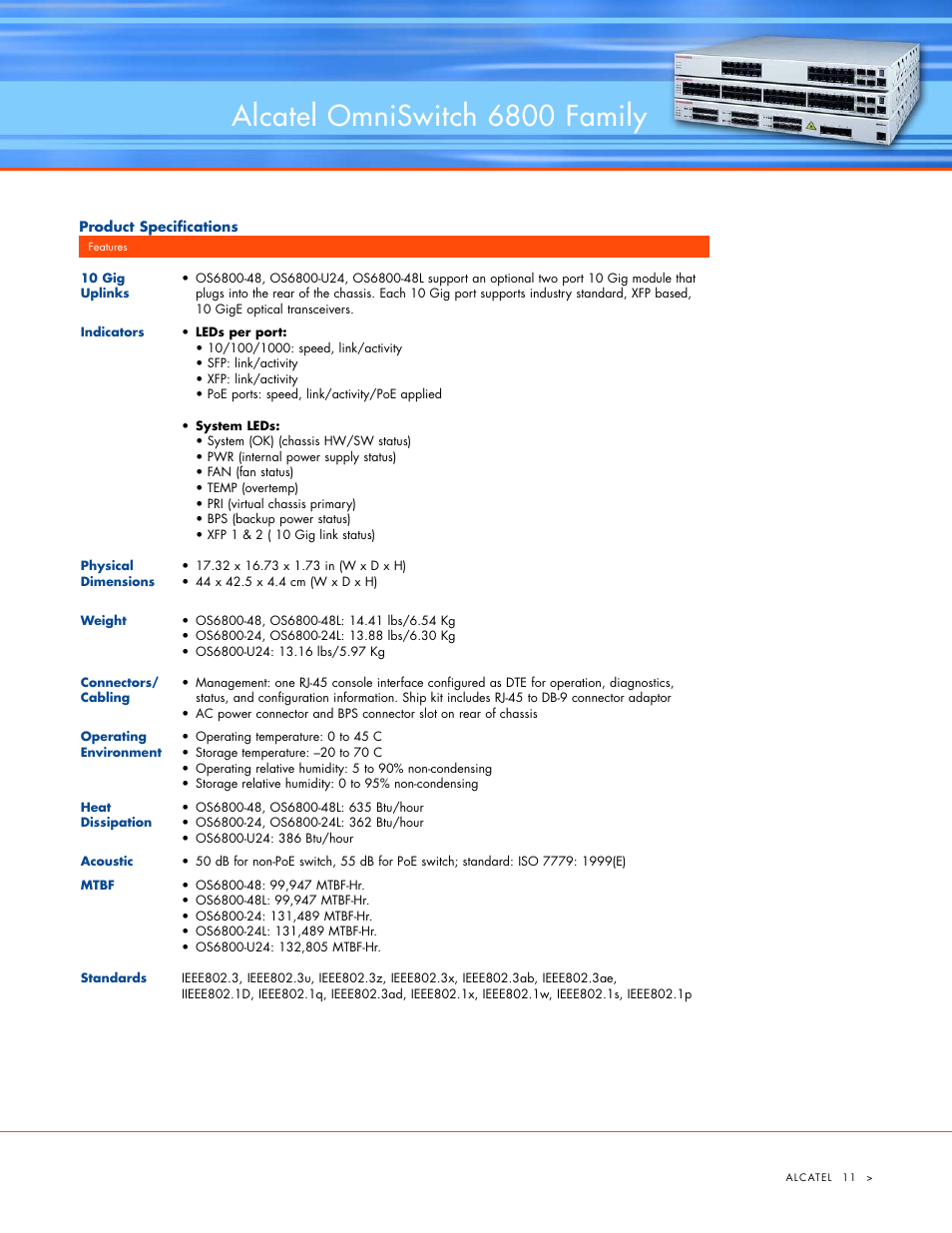 Alcatel omniswitch 6800 family | Alcatel Carrier Internetworking Solutions 6800 User Manual | Page 11 / 16