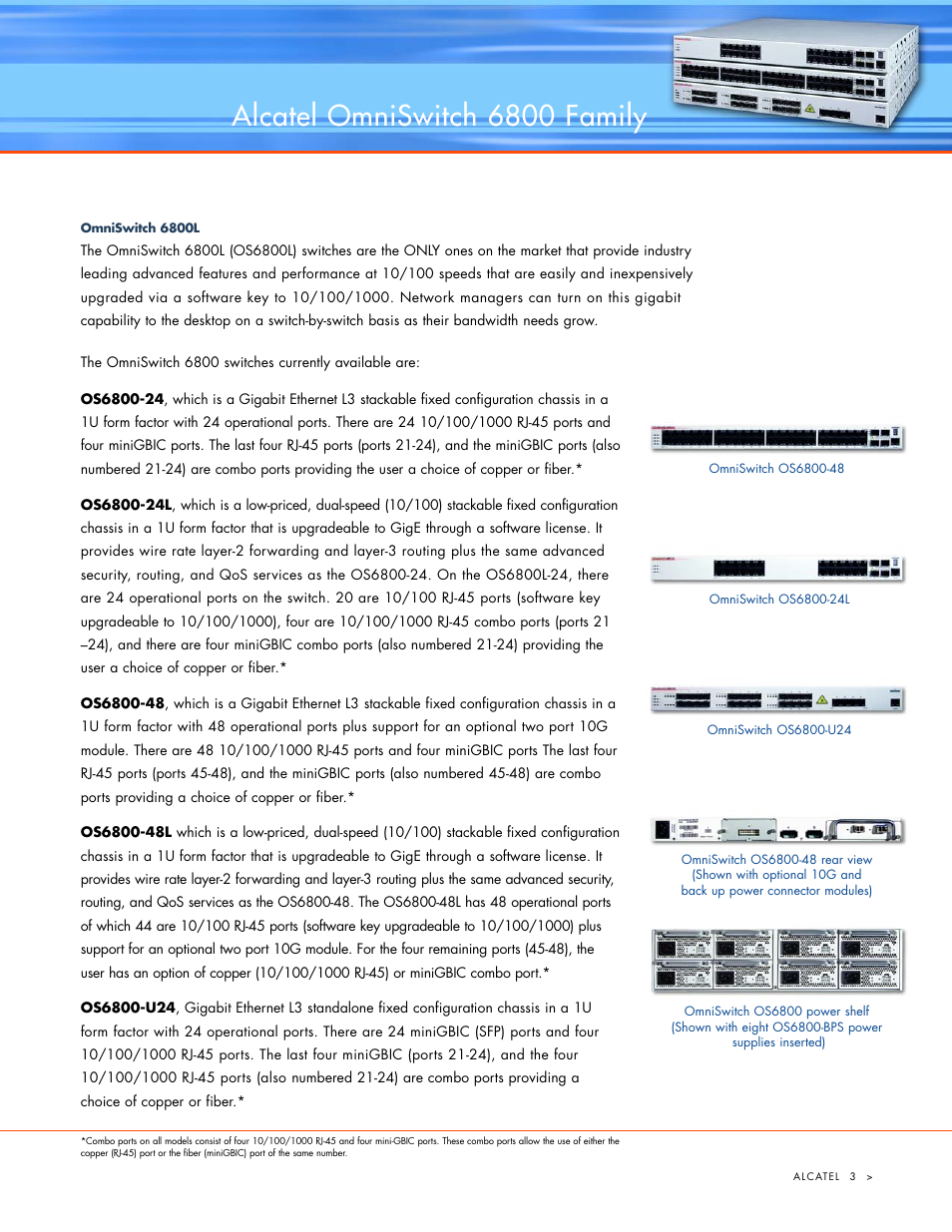 Alcatel omniswitch 6800 family | Alcatel Carrier Internetworking Solutions 6800 User Manual | Page 3 / 16