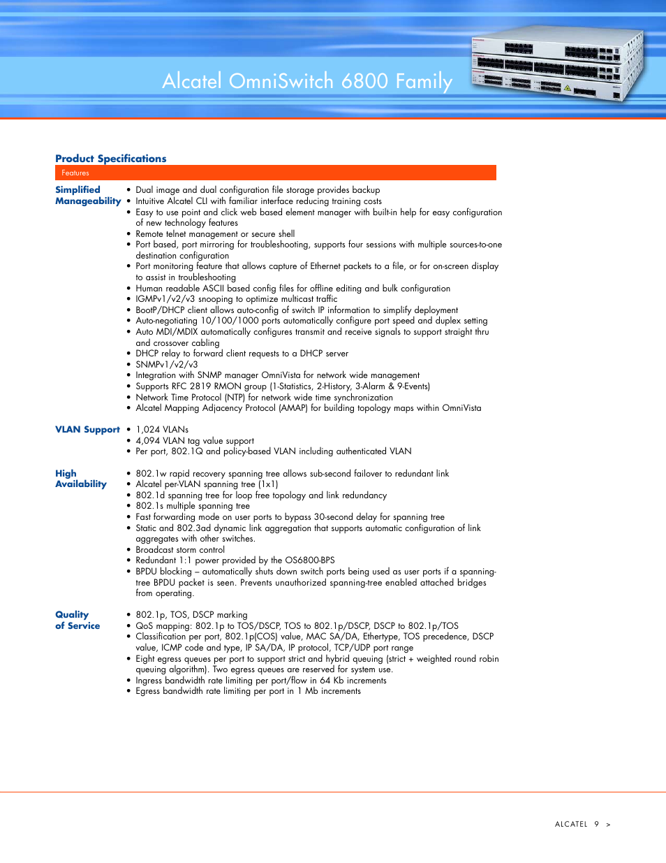 Alcatel omniswitch 6800 family | Alcatel Carrier Internetworking Solutions 6800 User Manual | Page 9 / 16