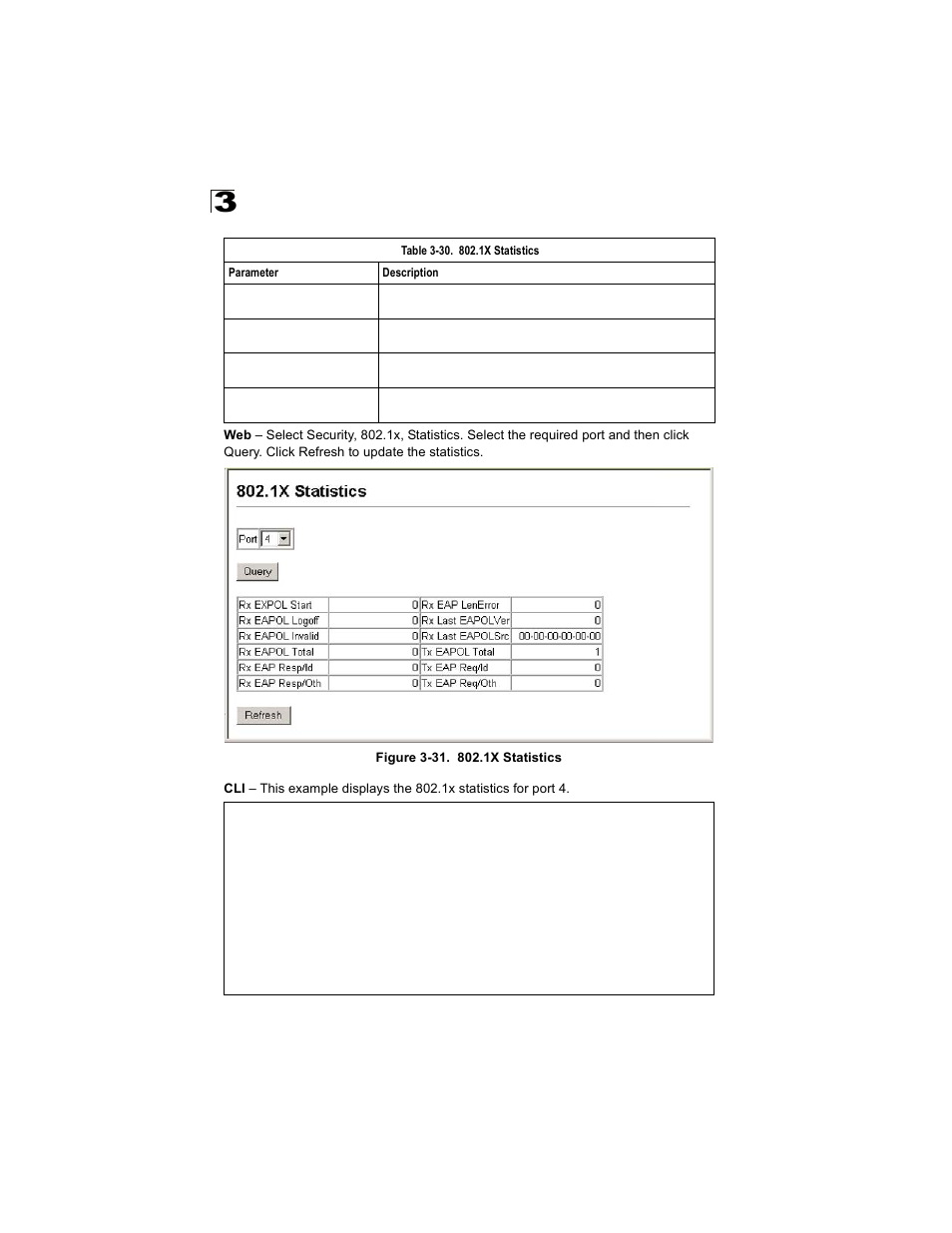 Figure 3-31. 802.1x statistics | Alcatel Carrier Internetworking Solutions OmniStack 6300-24 User Manual | Page 100 / 462