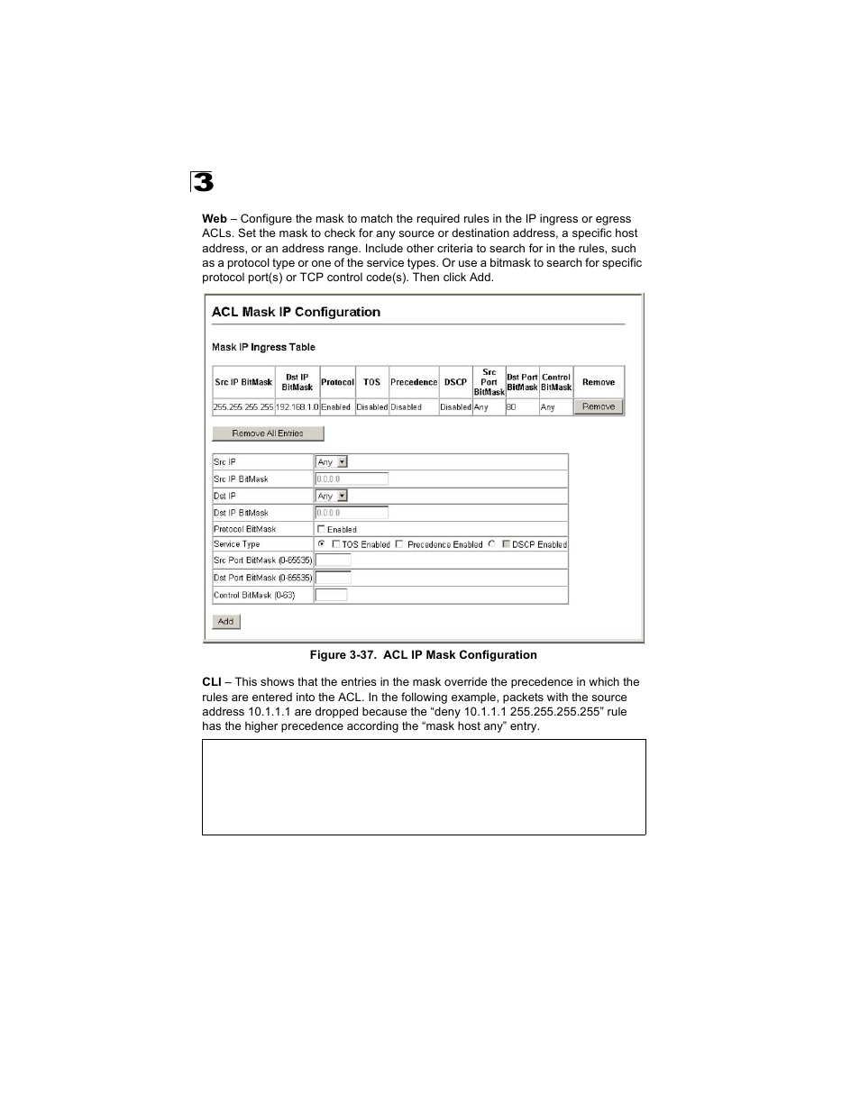 Figure 3-37. acl ip mask configuration | Alcatel Carrier Internetworking Solutions OmniStack 6300-24 User Manual | Page 110 / 462