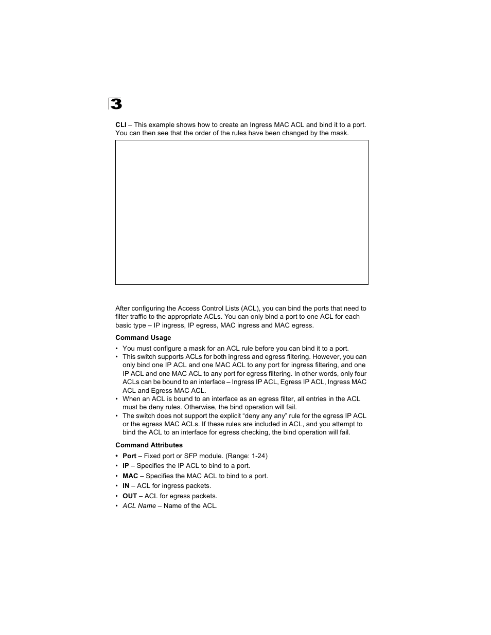 Binding a port to an access control list | Alcatel Carrier Internetworking Solutions OmniStack 6300-24 User Manual | Page 112 / 462