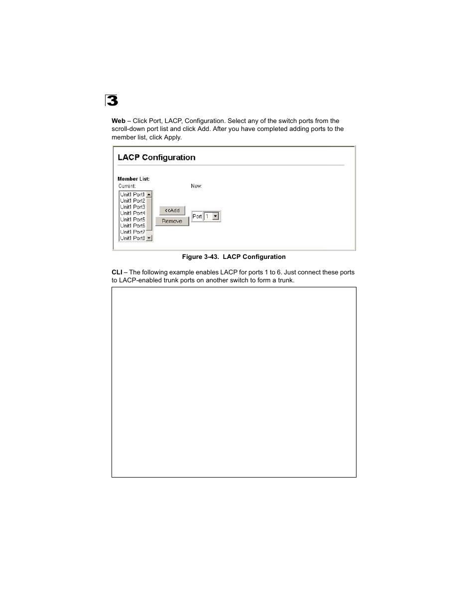 Figure 3-43. lacp configuration | Alcatel Carrier Internetworking Solutions OmniStack 6300-24 User Manual | Page 122 / 462