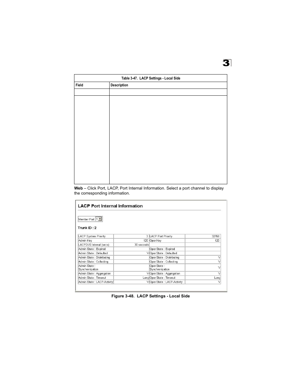 Figure 3-48. lacp settings - local side | Alcatel Carrier Internetworking Solutions OmniStack 6300-24 User Manual | Page 127 / 462