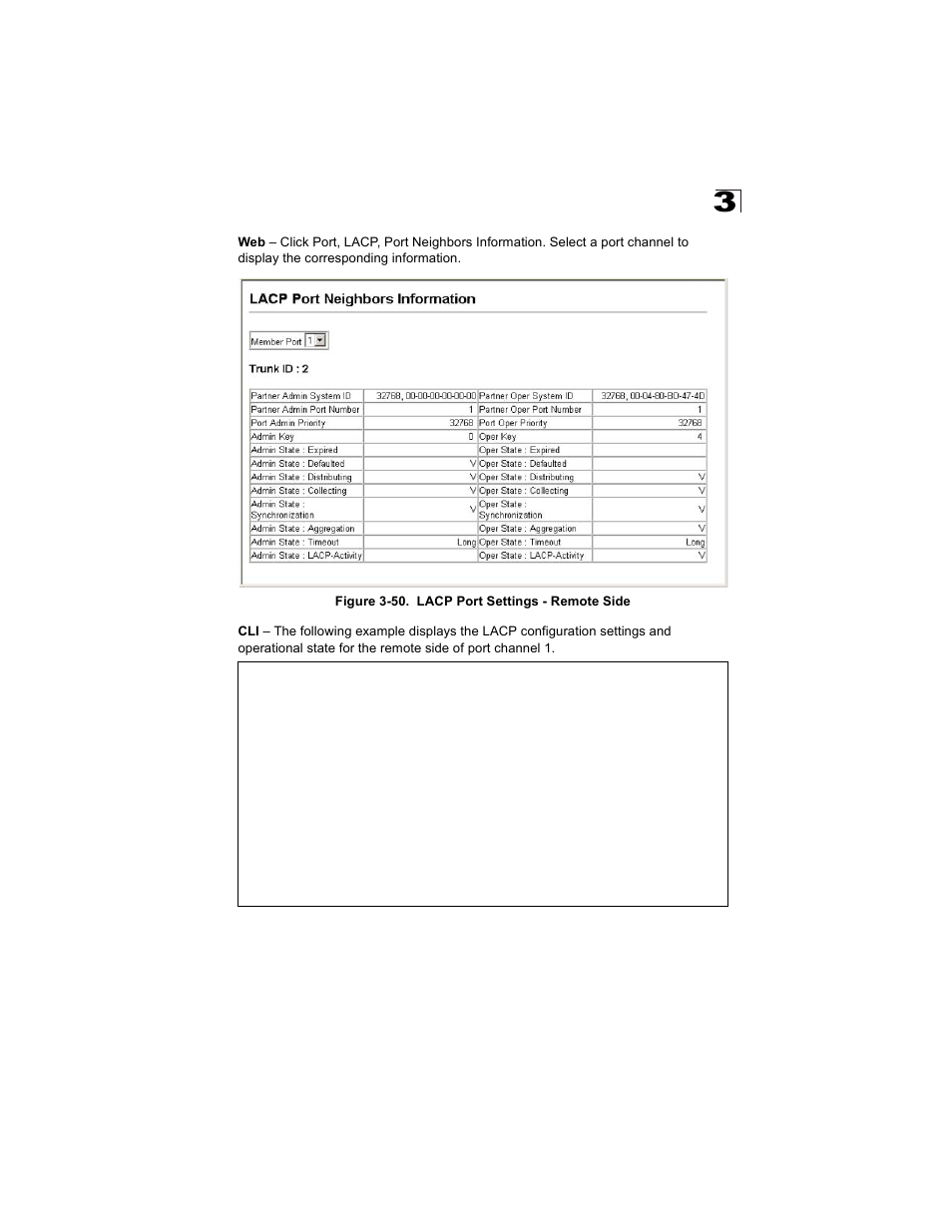 Figure 3-50. lacp port settings - remote side | Alcatel Carrier Internetworking Solutions OmniStack 6300-24 User Manual | Page 129 / 462