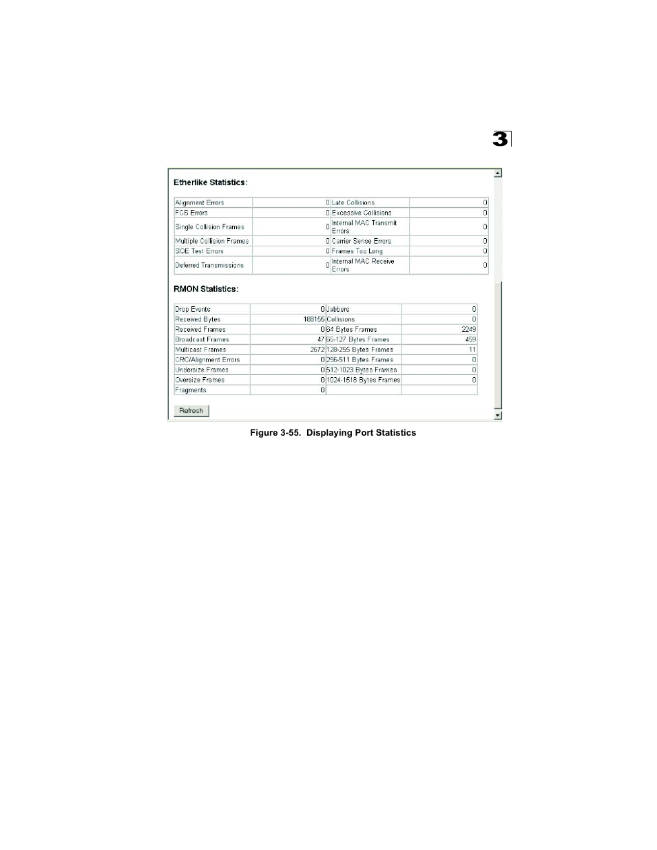 Figure 3-55. displaying port statistics | Alcatel Carrier Internetworking Solutions OmniStack 6300-24 User Manual | Page 137 / 462