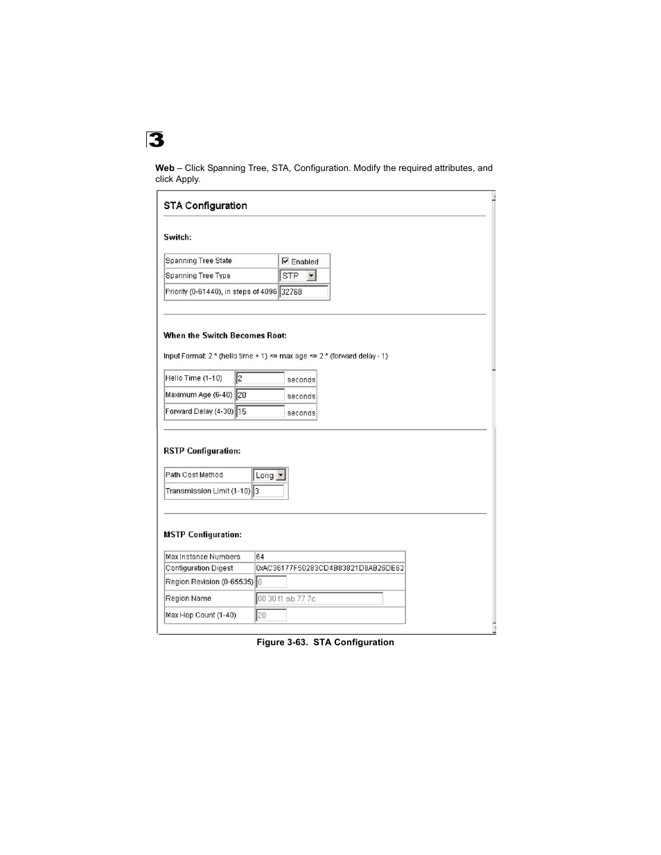Figure 3-63. sta configuration | Alcatel Carrier Internetworking Solutions OmniStack 6300-24 User Manual | Page 150 / 462