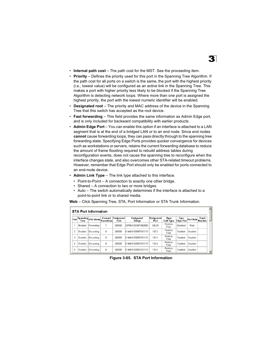 Figure 3-65. sta port information | Alcatel Carrier Internetworking Solutions OmniStack 6300-24 User Manual | Page 153 / 462