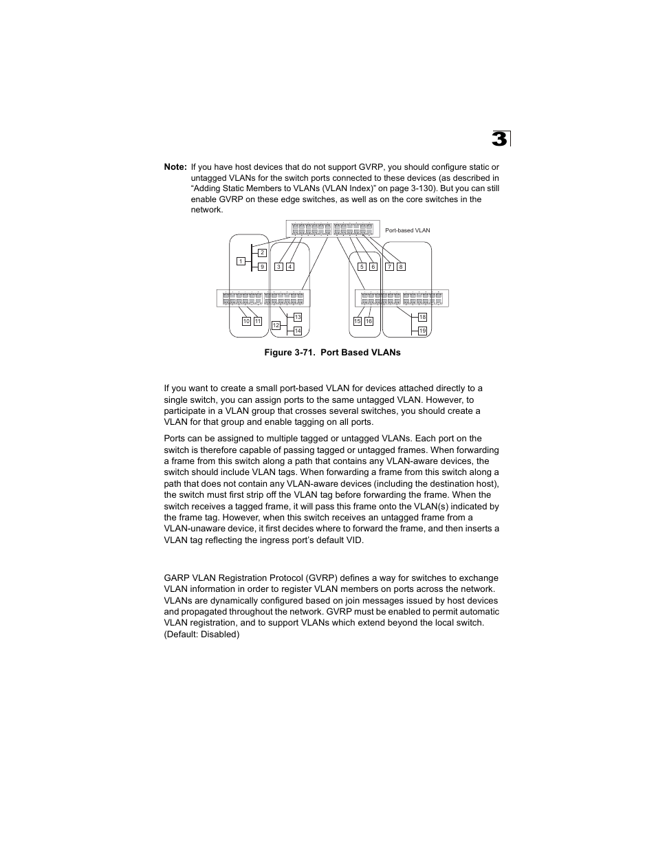 Forwarding tagged/untagged frames, Enabling or disabling gvrp (global setting), Figure 3-71. port based vlans | Alcatel Carrier Internetworking Solutions OmniStack 6300-24 User Manual | Page 165 / 462