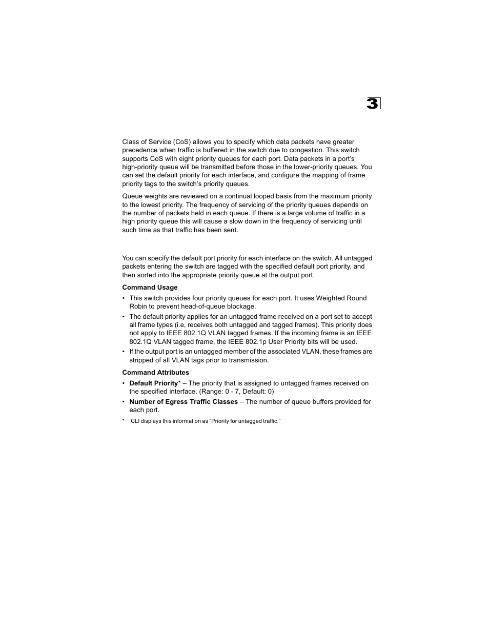 Class of service configuration, Setting the default priority for interfaces | Alcatel Carrier Internetworking Solutions OmniStack 6300-24 User Manual | Page 179 / 462