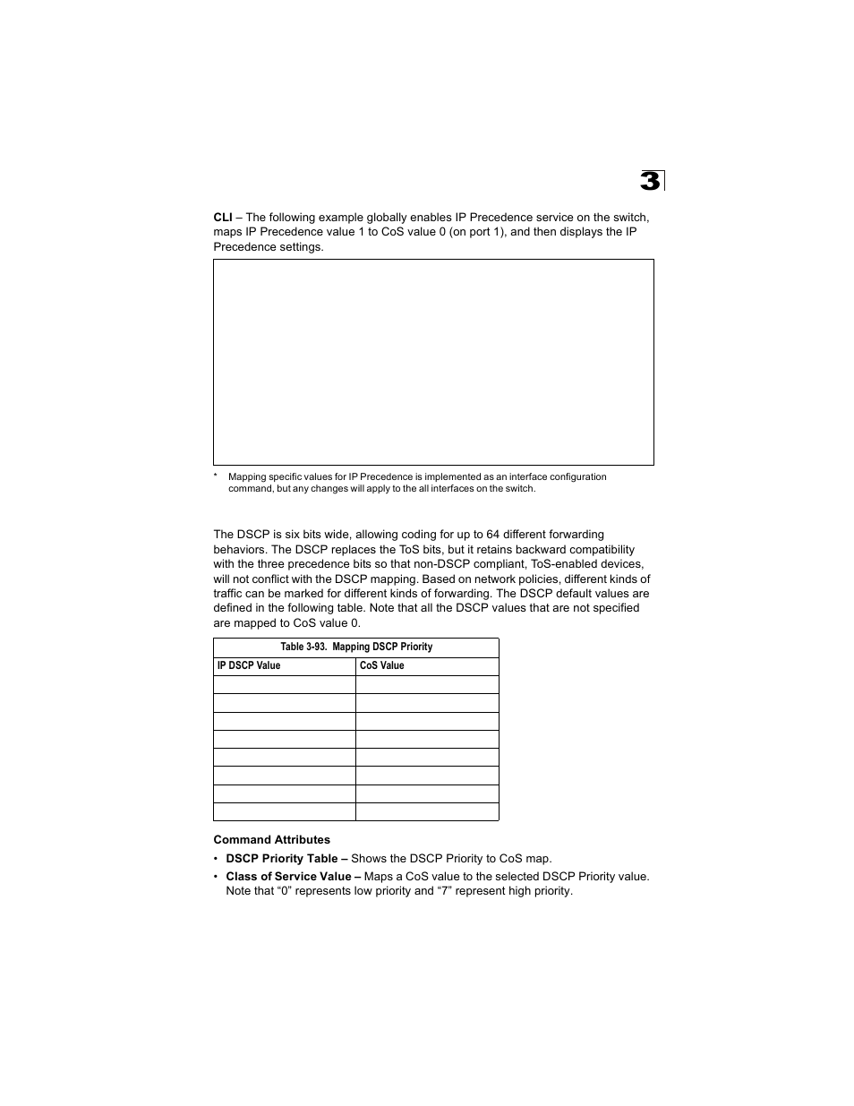 Mapping dscp priority, Table 3-93 | Alcatel Carrier Internetworking Solutions OmniStack 6300-24 User Manual | Page 187 / 462