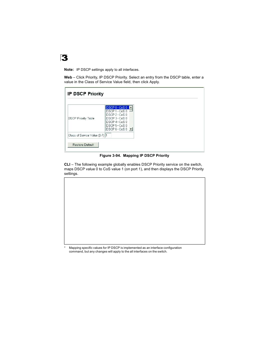 Figure 3-94. mapping ip dscp priority | Alcatel Carrier Internetworking Solutions OmniStack 6300-24 User Manual | Page 188 / 462