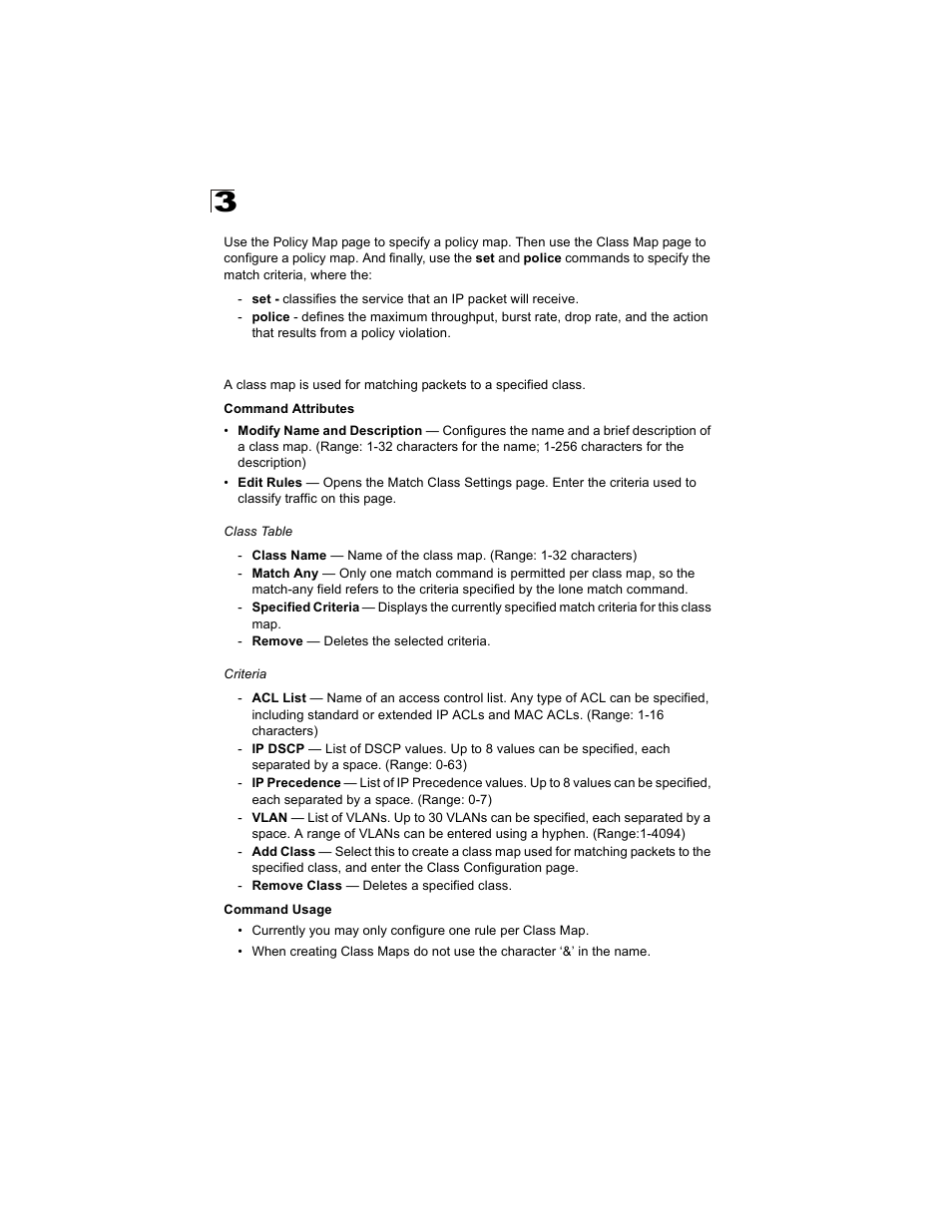 Configuring a class map | Alcatel Carrier Internetworking Solutions OmniStack 6300-24 User Manual | Page 194 / 462