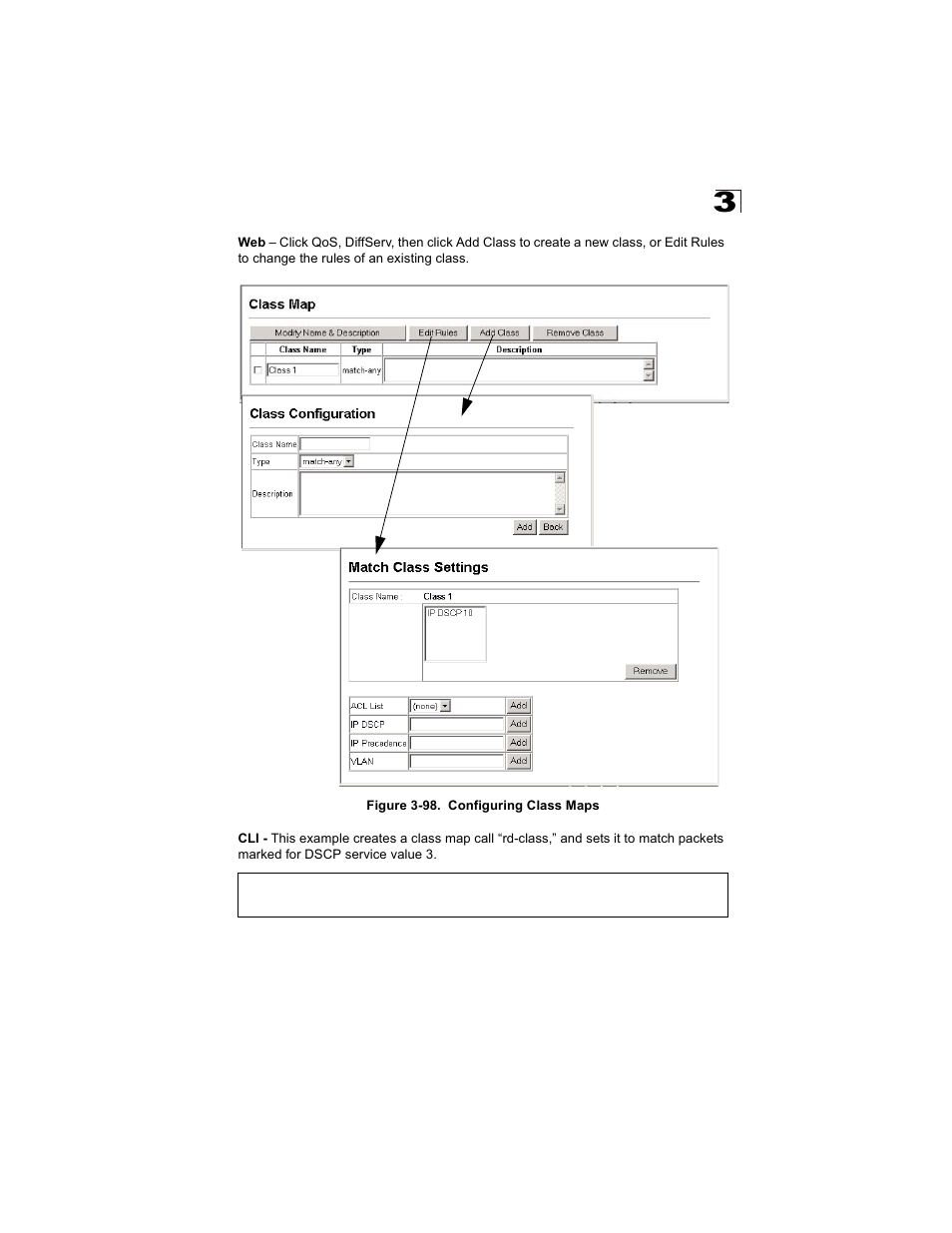 Figure 3-98. configuring class maps | Alcatel Carrier Internetworking Solutions OmniStack 6300-24 User Manual | Page 195 / 462