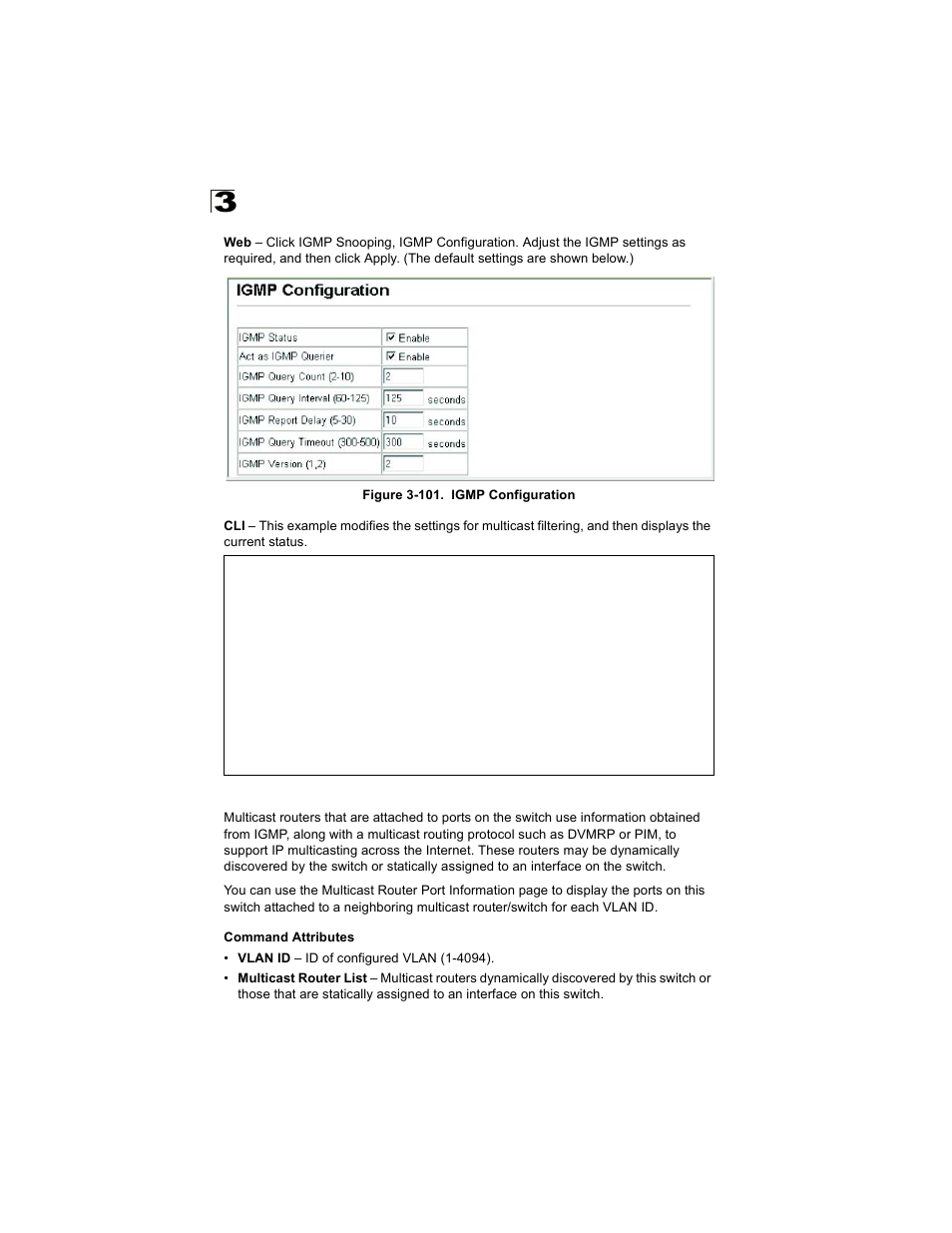 Figure 3-101. igmp configuration | Alcatel Carrier Internetworking Solutions OmniStack 6300-24 User Manual | Page 202 / 462