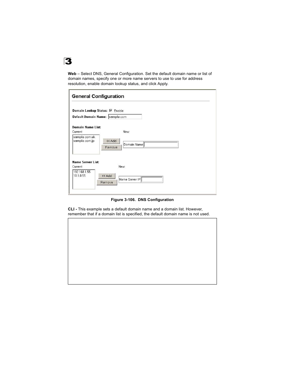 Figure 3-106. dns configuration | Alcatel Carrier Internetworking Solutions OmniStack 6300-24 User Manual | Page 208 / 462