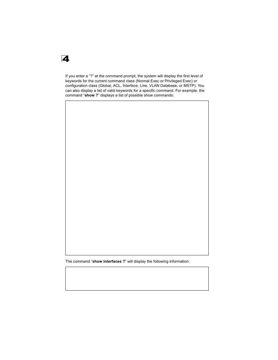 Showing commands | Alcatel Carrier Internetworking Solutions OmniStack 6300-24 User Manual | Page 216 / 462