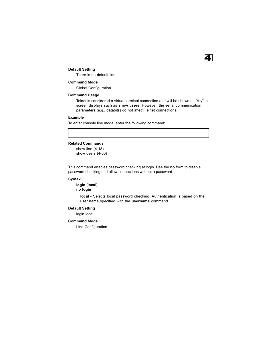 Login, Login 4-11 | Alcatel Carrier Internetworking Solutions OmniStack 6300-24 User Manual | Page 223 / 462