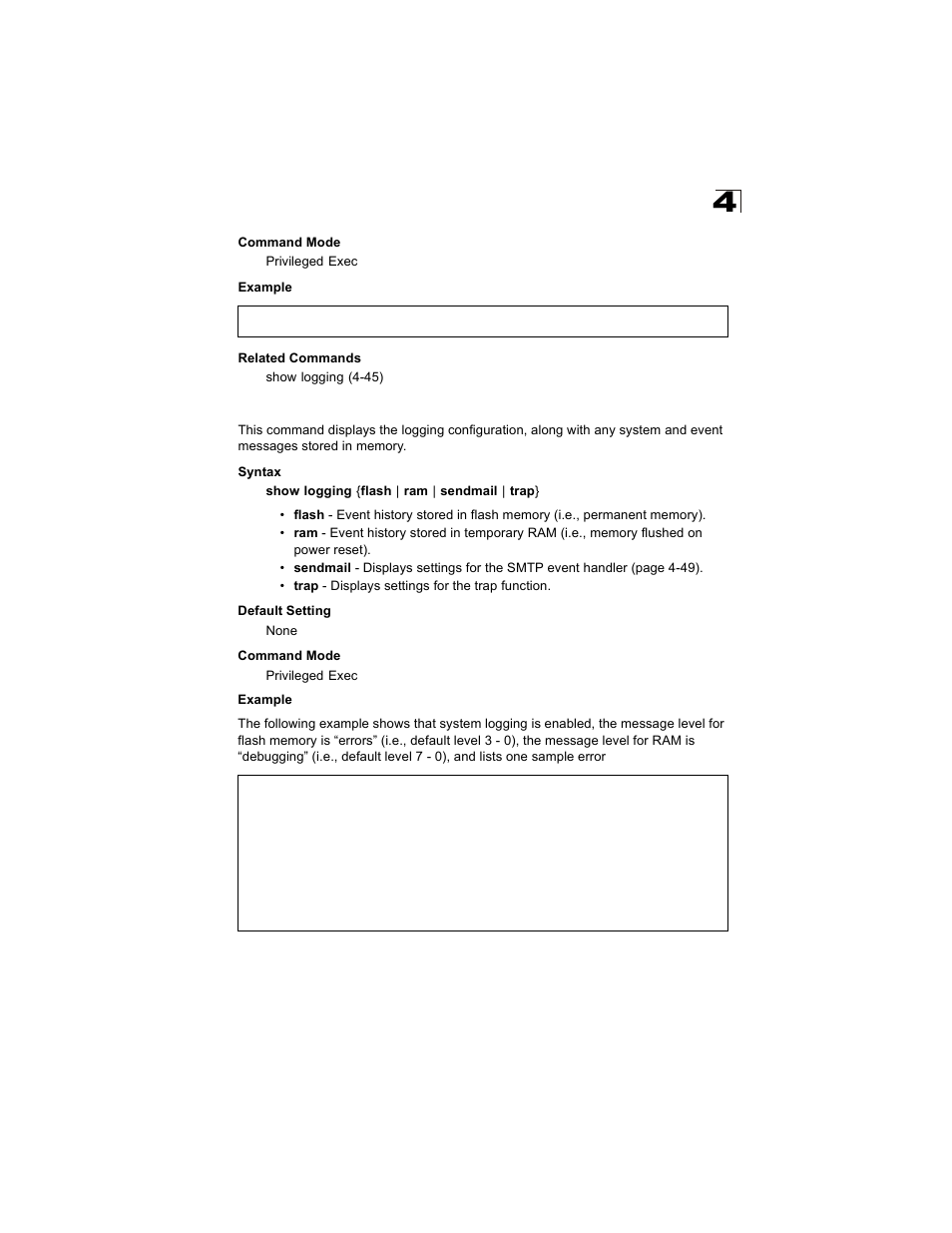 Show logging | Alcatel Carrier Internetworking Solutions OmniStack 6300-24 User Manual | Page 257 / 462