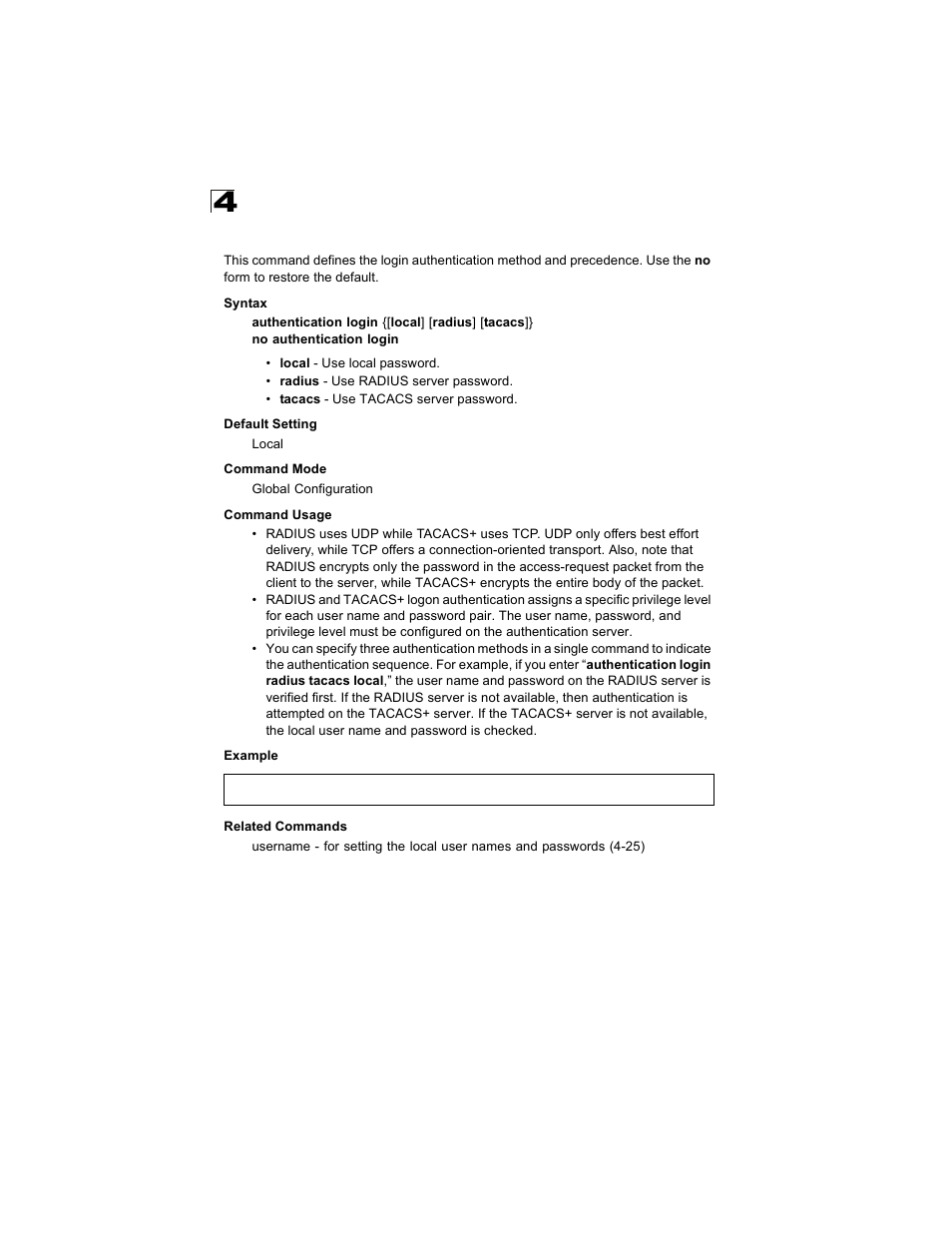 Authentication login, Authentication login c | Alcatel Carrier Internetworking Solutions OmniStack 6300-24 User Manual | Page 280 / 462