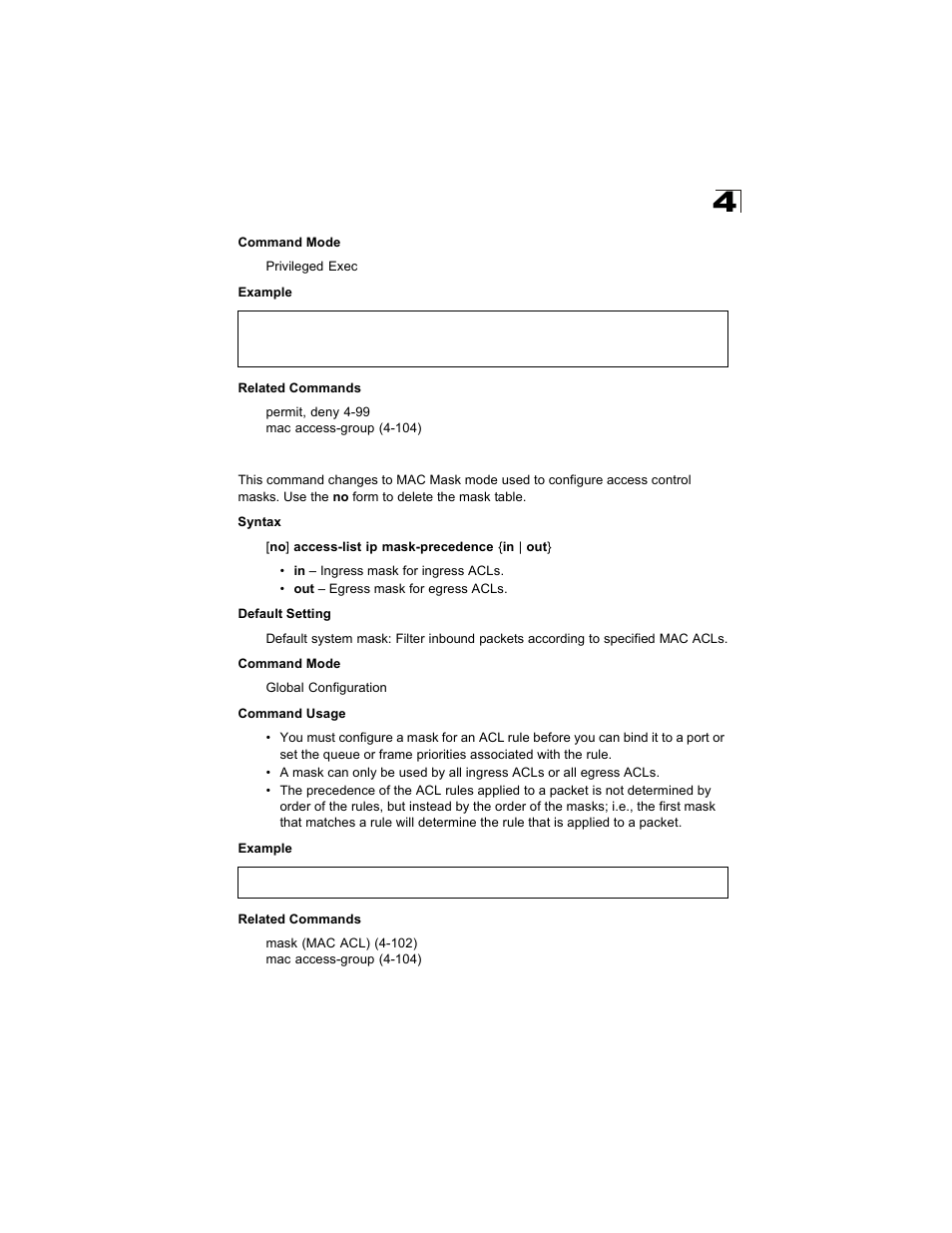 Access-list mac mask-precedence | Alcatel Carrier Internetworking Solutions OmniStack 6300-24 User Manual | Page 313 / 462