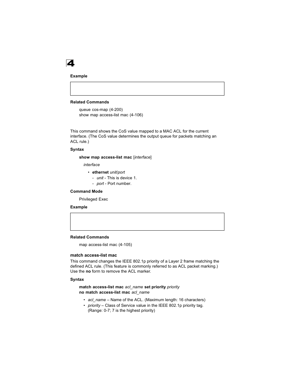 Show map access-list mac, Match access-list mac | Alcatel Carrier Internetworking Solutions OmniStack 6300-24 User Manual | Page 318 / 462
