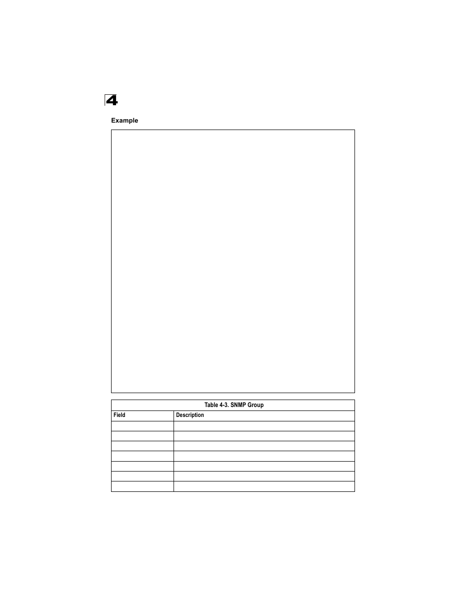 Table 4-3, Snmp group | Alcatel Carrier Internetworking Solutions OmniStack 6300-24 User Manual | Page 330 / 462