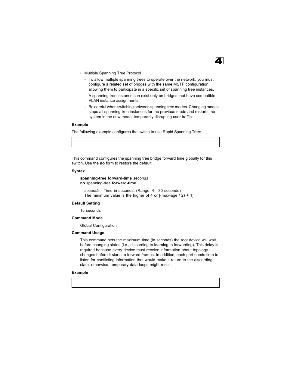 Spanning-tree forward-time | Alcatel Carrier Internetworking Solutions OmniStack 6300-24 User Manual | Page 375 / 462