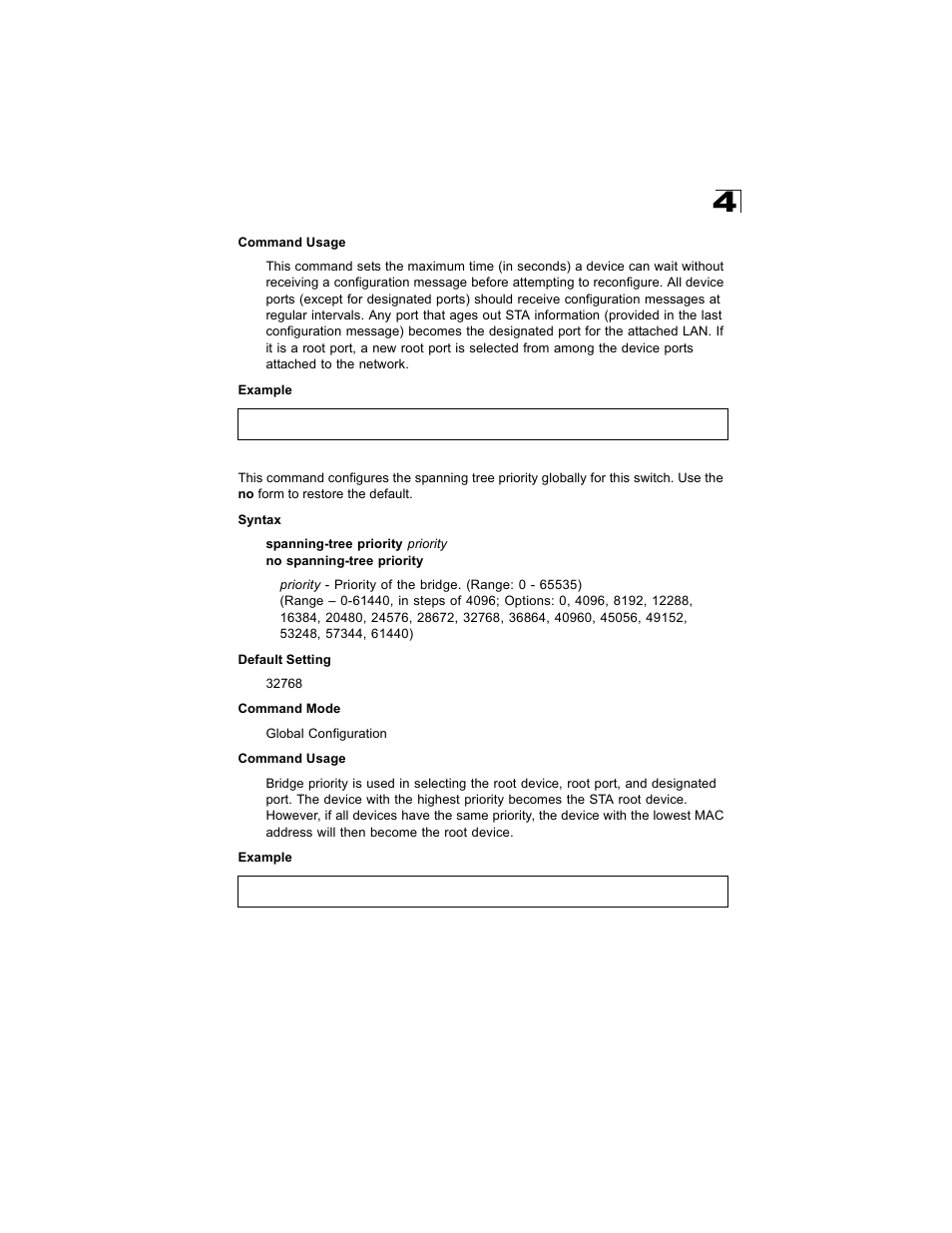 Spanning-tree priority | Alcatel Carrier Internetworking Solutions OmniStack 6300-24 User Manual | Page 377 / 462