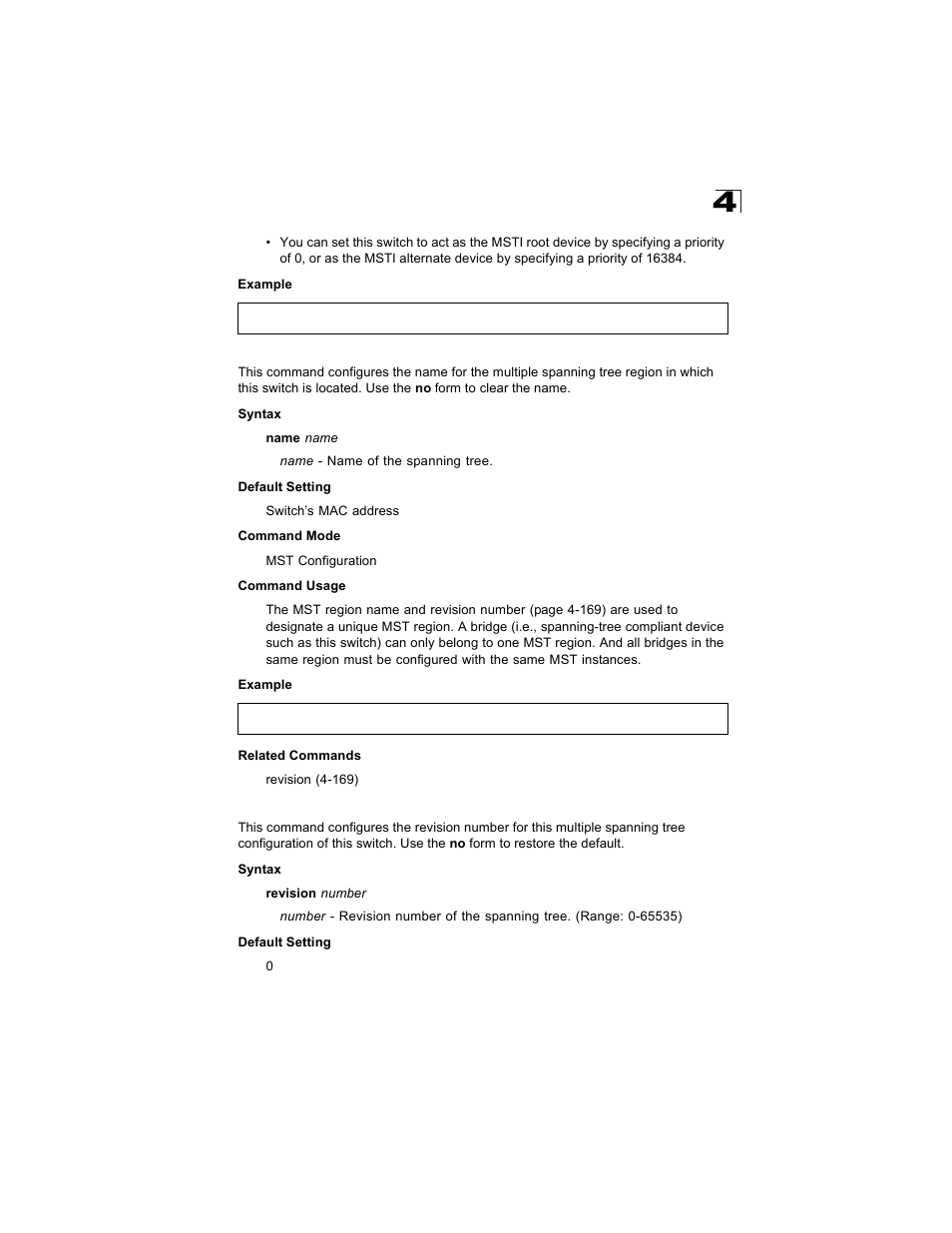 Name, Revision, Name 4-169 revision 4-169 | Name (4-169) revision (4-169) | Alcatel Carrier Internetworking Solutions OmniStack 6300-24 User Manual | Page 381 / 462